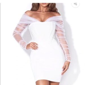 Miss Circle Zofia White Off Shoulder Dress